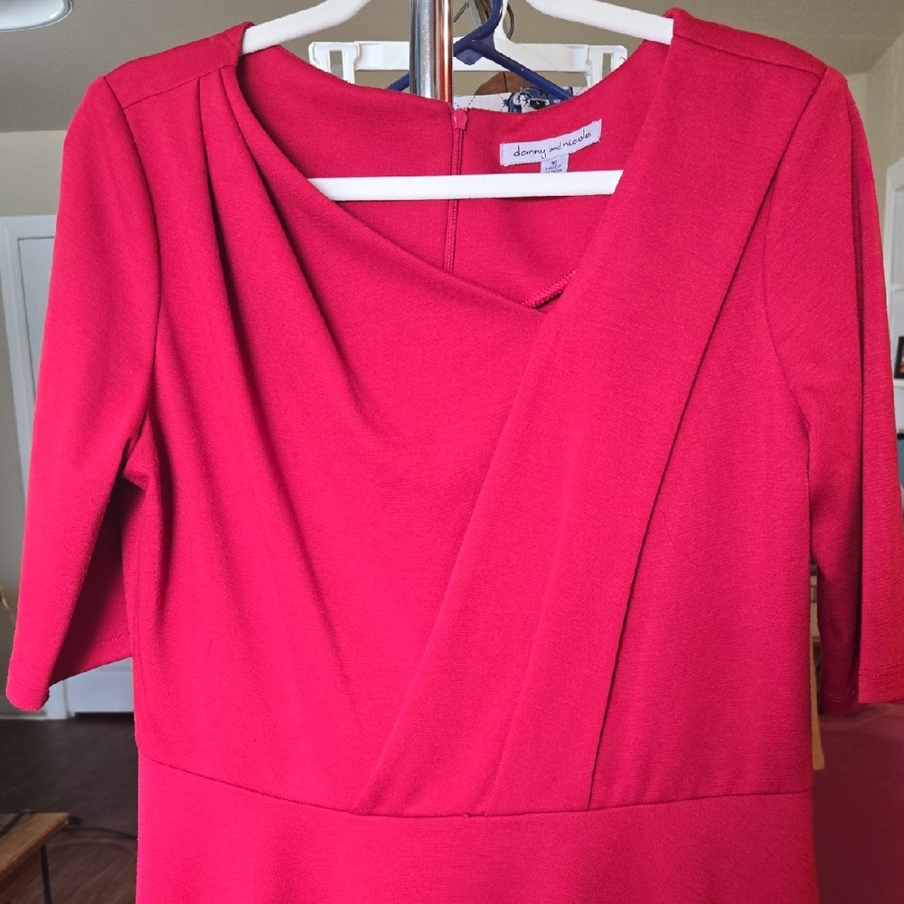 Danny & Nicole Red Asymmetrical Sheath Dress